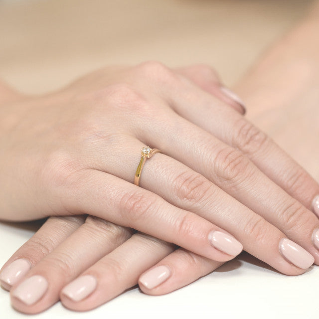 Inel Aur 14K cu Diamant Natural 0.10 ct, imaginea 7 din 10