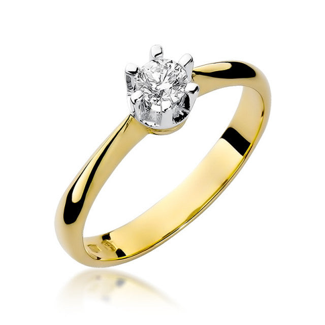 Inel Aur 14K cu Diamant Natural 0.23 ct — Aur galben