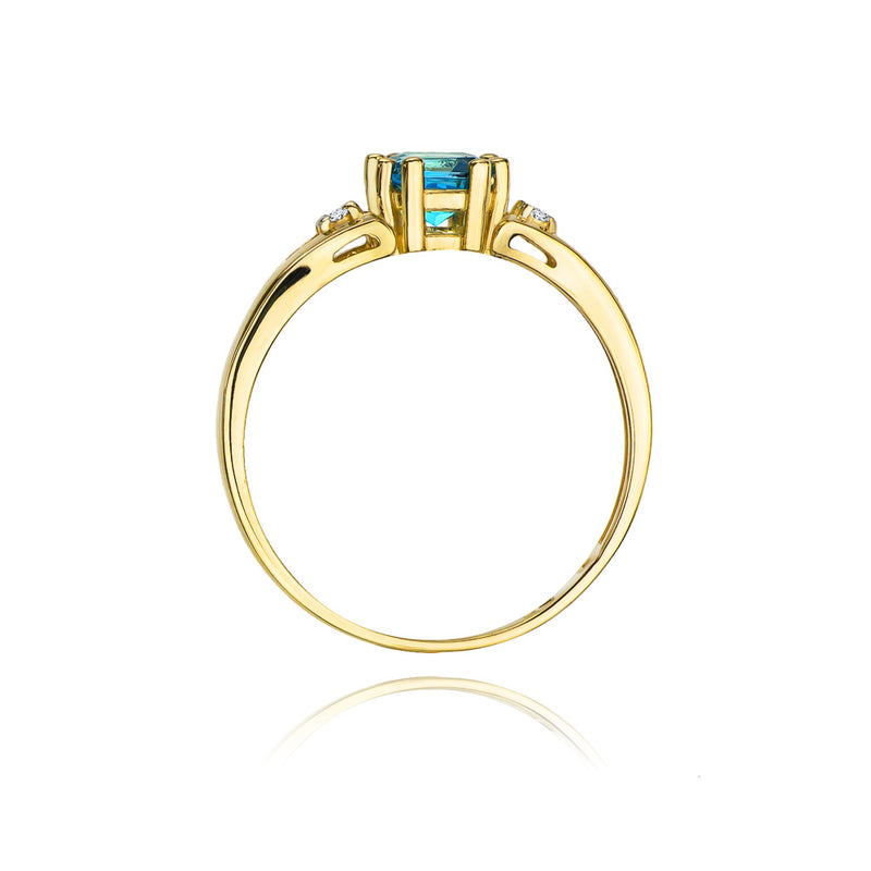 Inel Aur 14K cu Topaz Swiss 0.70 ct si Diamante Naturale 0.03 ct, imaginea 3 din 10