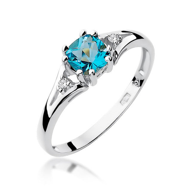 Inel Aur 14K cu Topaz Swiss 0.70 ct si Diamante Naturale 0.03 ct, imaginea 5 din 10