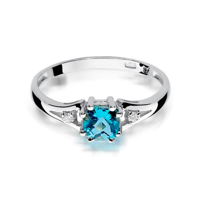 Inel Aur 14K cu Topaz Swiss 0.70 ct si Diamante Naturale 0.03 ct, imaginea 6 din 10