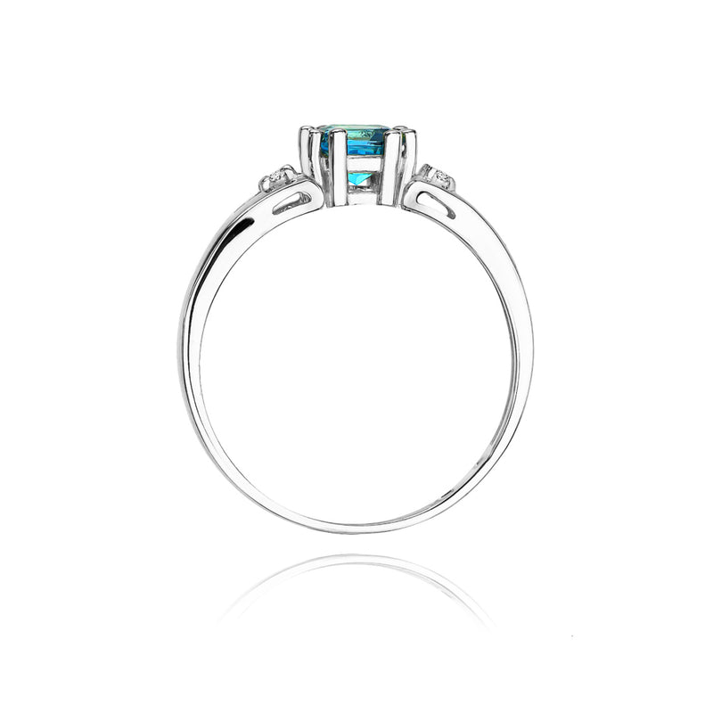 Inel Aur 14K cu Topaz Swiss 0.70 ct si Diamante Naturale 0.03 ct, imaginea 7 din 10