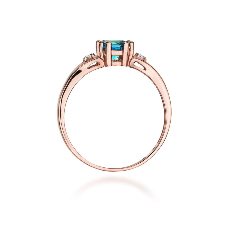 Inel Aur 14K cu Topaz Swiss 0.70 ct si Diamante Naturale 0.03 ct, imaginea 10 din 10