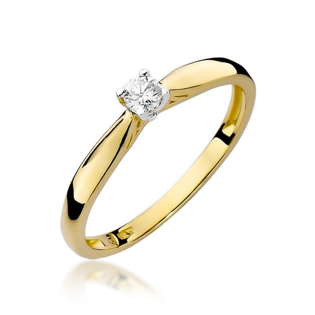 Inel Aur 14K cu Diamant Natural 0.10 ct — Aur galben