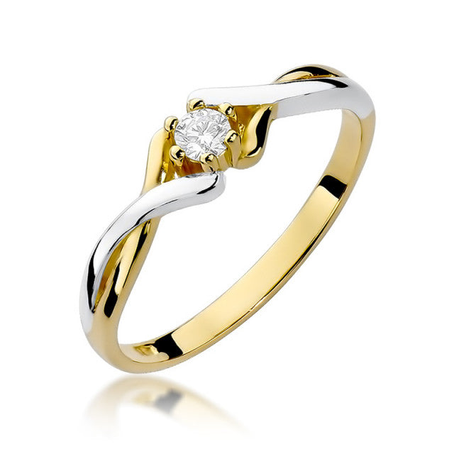 Inel Aur 14K cu Diamant Natural 0.10 ct — Aur galben