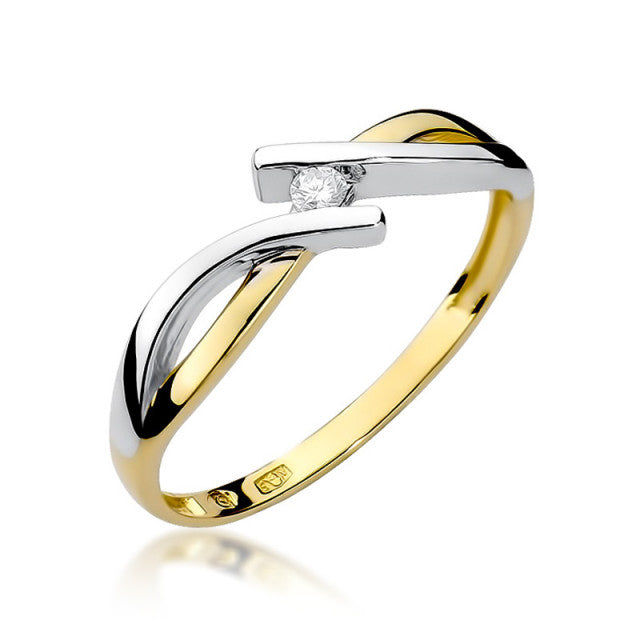 Inel Aur 14K cu Diamant Natural 0.04 ct — Aur galben