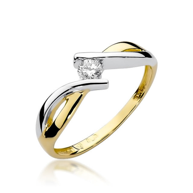 Inel Aur 14K cu Diamant Natural 0.10 ct — Aur galben