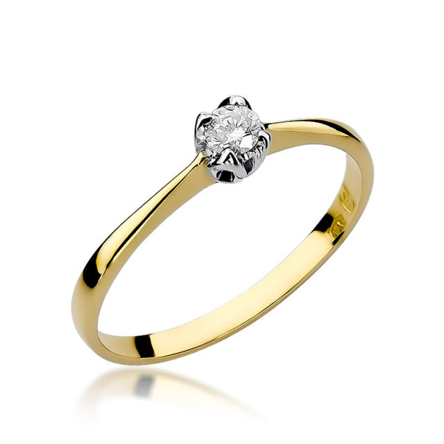 Inel Aur 14K cu Diamant Natural 0.10 ct — Aur galben