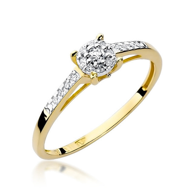 Inel Aur 14K cu Diamante Naturale 0.12 ct — Aur galben