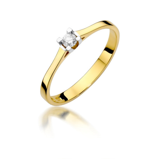 Inel Aur 14K cu Diamant Natural 0.09 ct — Aur galben
