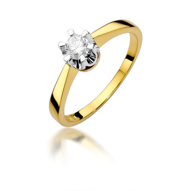 Inel Aur 14K cu Diamant Natural 0.25 ct — Aur galben