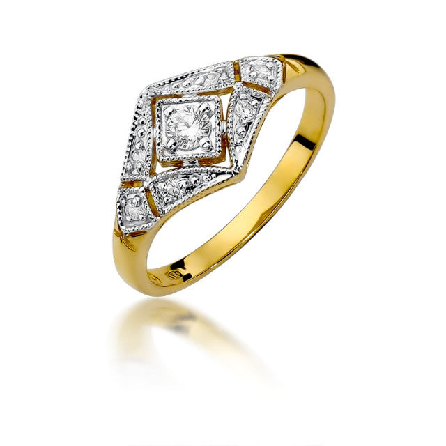 Inel Aur 14K cu Diamante Naturale 0.19 ct — Aur galben