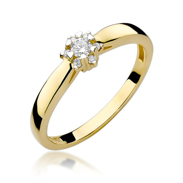 Inel Aur 14K cu Diamante Naturale 0.15 ct — Aur galben