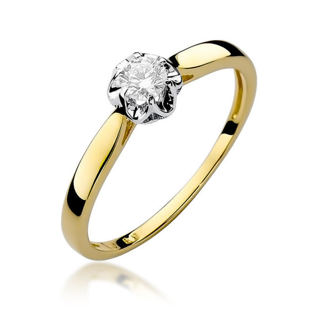 Inel Aur 14K cu Diamant Natural 0.15 ct — Aur galben