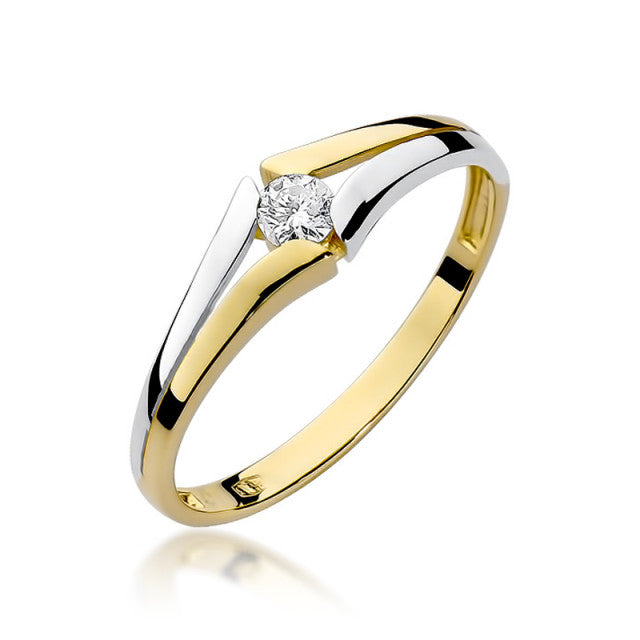 Inel Aur 14K cu Diamant Natural 0.10 ct — Aur galben