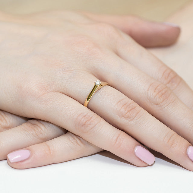 Inel Aur 14K cu Diamant Natural 0.10 ct, imaginea 7 din 11