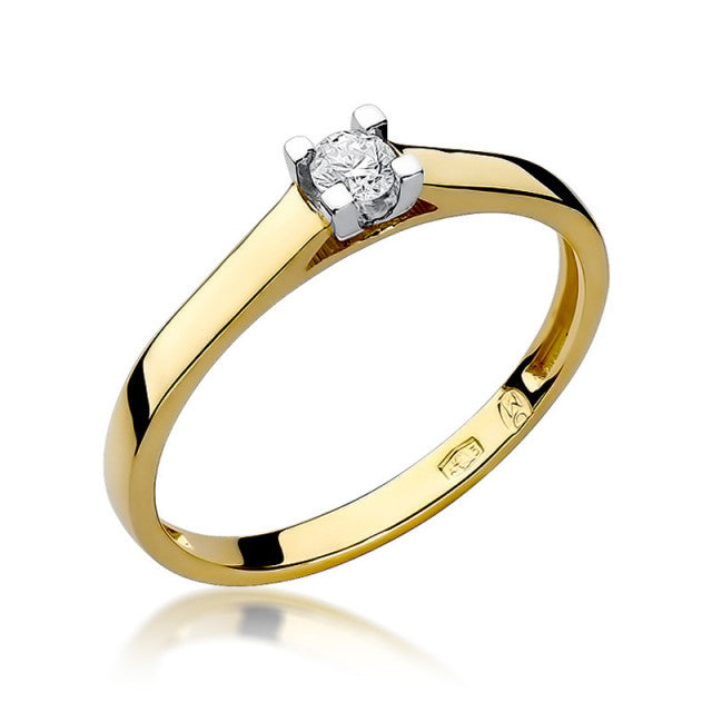 Inel Aur 14K cu Diamant Natural 0.08 ct — Aur galben