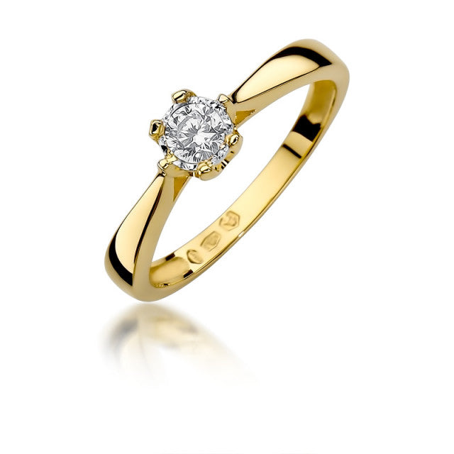 Inel Aur 14K cu Diamant Natural 0.20 ct — Aur galben