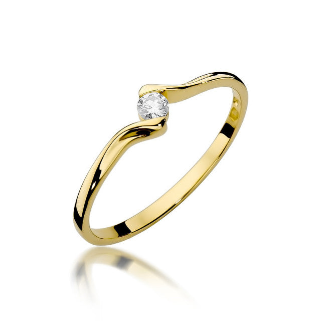 Inel Aur 14K cu Diamant Natural 0.09 ct — Aur galben