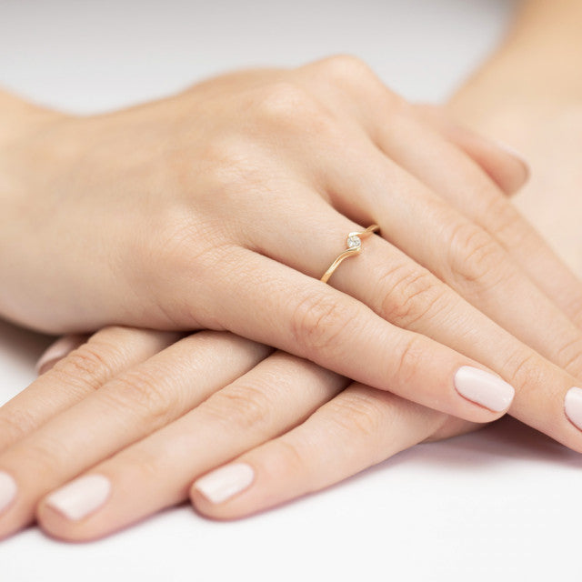Inel Aur 14K cu Diamant Natural 0.09 ct, imaginea 4 din 10