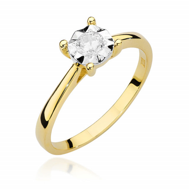 Inel Aur 14K cu Diamant Natural 0.20 ct — Aur galben