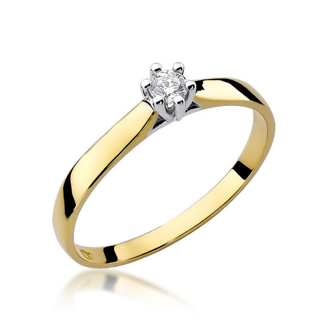 Inel Aur 14K cu Diamant Natural 0.08 ct — Aur galben