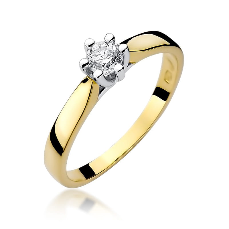 Inel Aur 14K cu Diamant Natural 0.25 ct — Aur galben