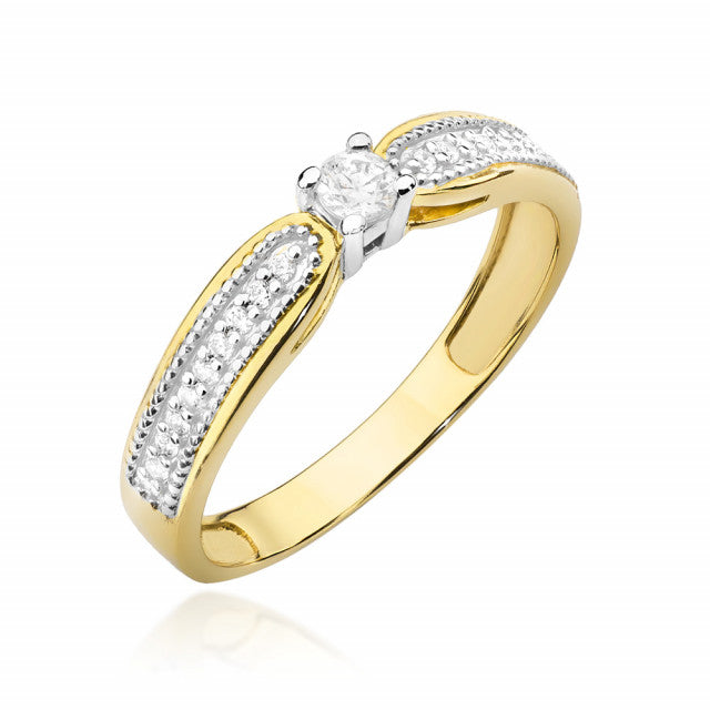Inel Aur 14K cu Diamante Naturale 0.17 ct — Aur galben