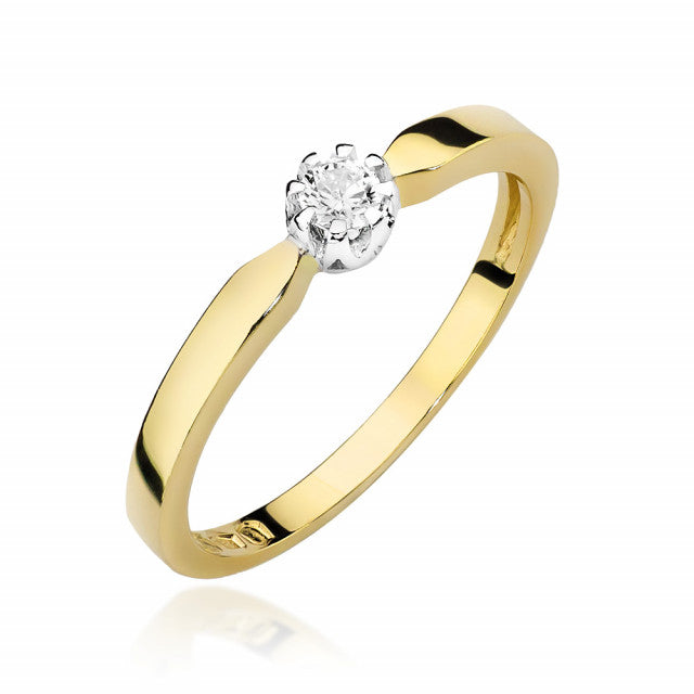Inel Aur 14K cu Diamant Natural 0.10 ct — Aur galben