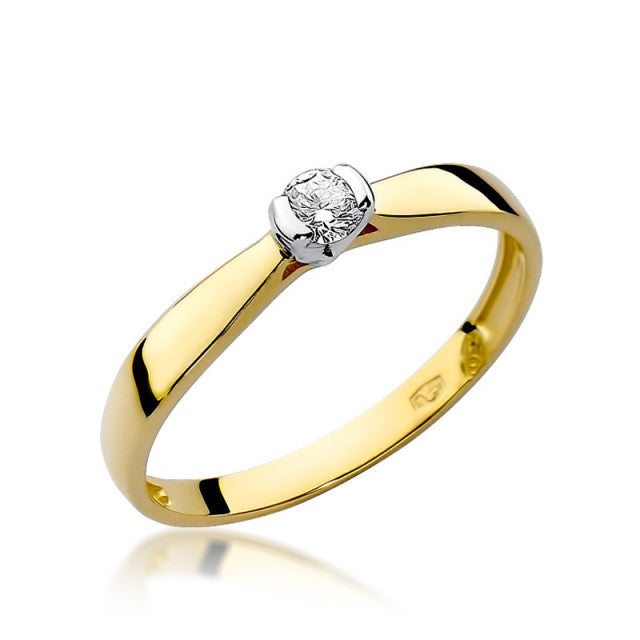 Inel Aur 14K cu Diamant Natural 0.08 ct — Aur galben