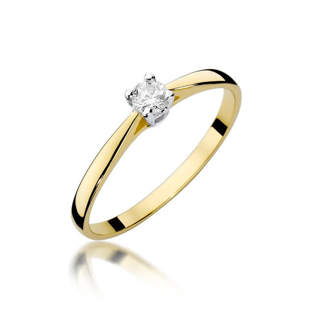 Inel Aur 14K cu Diamant Natural 0.15 ct — Aur galben