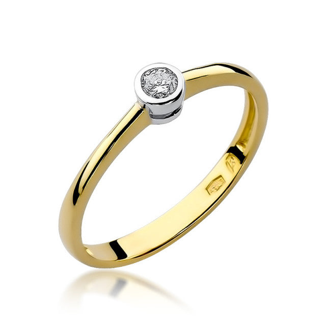 Inel Aur 14K cu Diamant Natural 0.08 ct — Aur galben