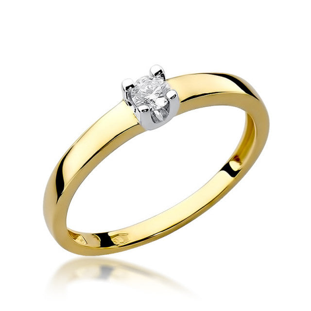 Inel Aur 14K cu Diamant Natural 0.08 ct — Aur galben