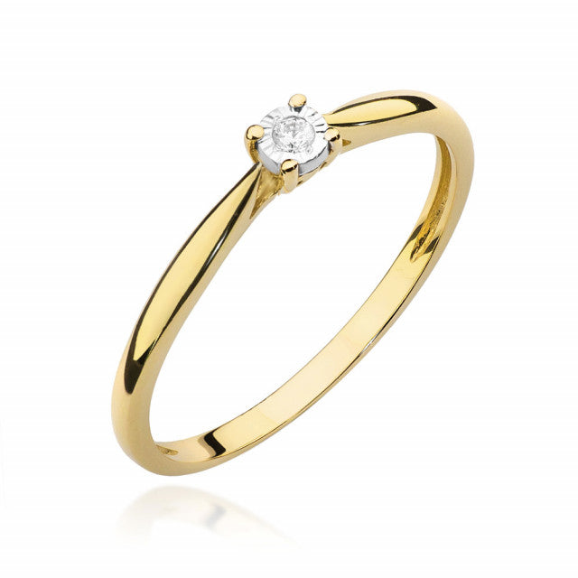 Inel Aur 14K cu Diamant Natural 0.01 ct — Aur galben