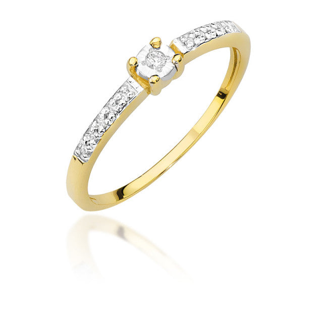 Inel Aur 14K cu Diamante Naturale 0.07 ct — Aur galben