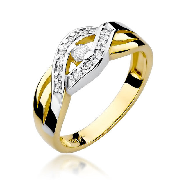Inel Aur 14K cu Diamante Naturale 0.10 ct — Aur galben