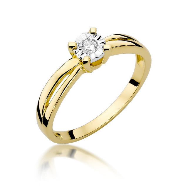 Inel Aur 14K cu Diamant Natural 0.08 ct — Aur galben