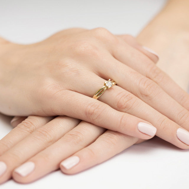 Inel Aur 14K cu Diamant Natural 0.08 ct, imaginea 7 din 11