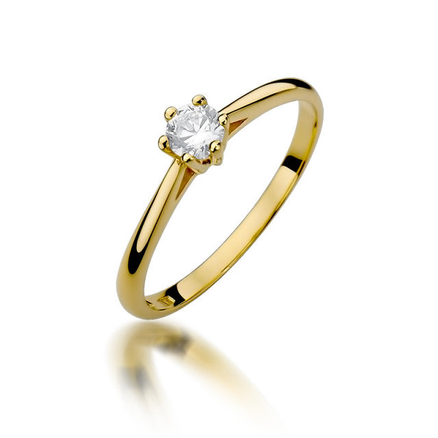 Inel Aur 14K cu Diamant Natural 0.15 ct — Aur galben