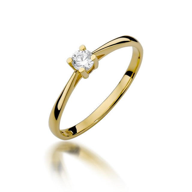 Inel Aur 14K cu Diamant Natural 0.15 ct — Aur galben