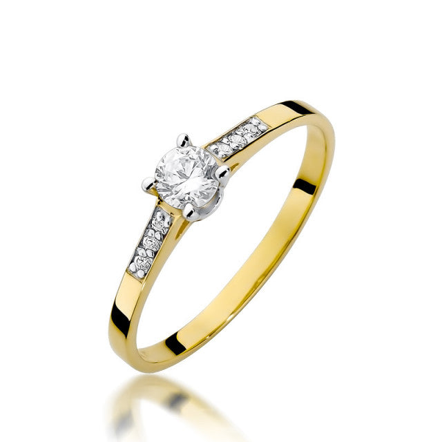 Inel Aur 14K cu Diamante Naturale 0.21 ct — Aur galben