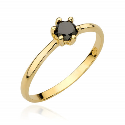 Inel Aur 14K cu Diamant Natural Negru 0.30 ct