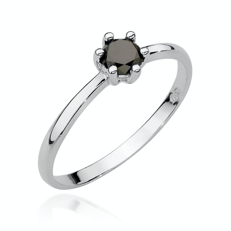 Inel Aur 14K cu Diamant Natural Negru 0.30 ct, imaginea 4 din 9