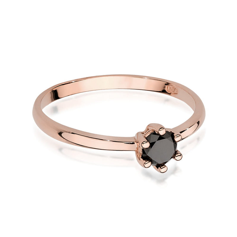 Inel Aur 14K cu Diamant Natural Negru 0.30 ct, imaginea 8 din 9