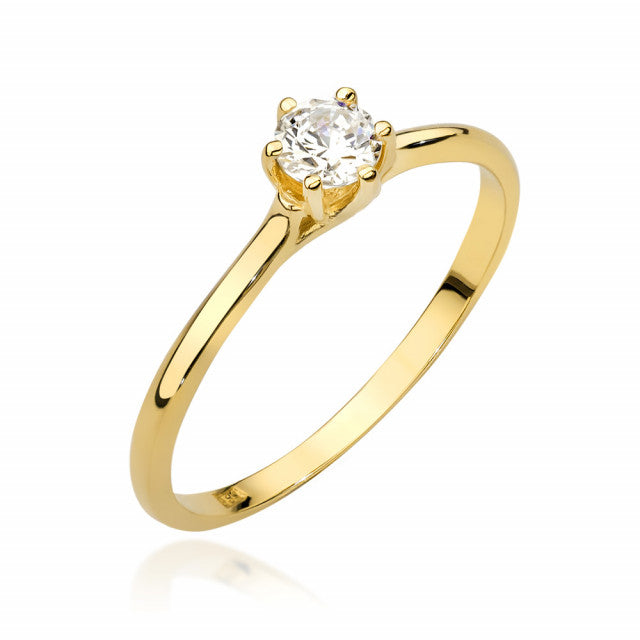Inel Aur 14K cu Diamante Naturale 0.26 ct — Aur galben