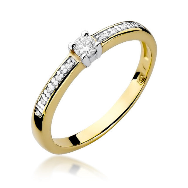 Inel Aur 14K cu Diamante Naturale 0.13 ct — Aur galben