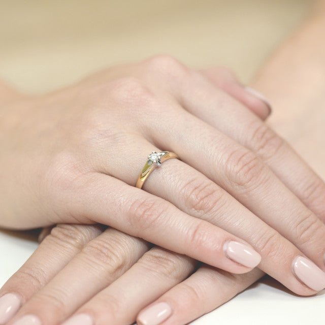 Inel Aur 14K cu Diamant Natural 0.10 ct, imaginea 7 din 11