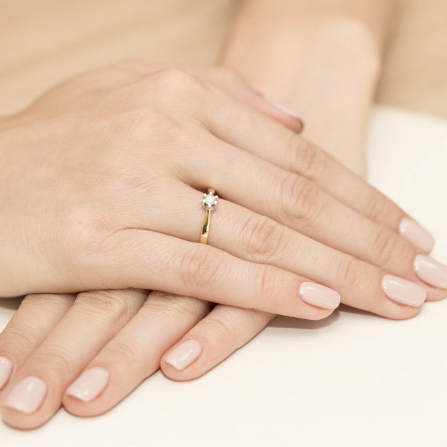 Inel Aur 14K cu Diamant Natural 0.12 ct, imaginea 4 din 11