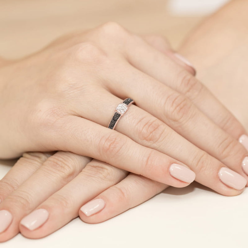 Inel Aur 14K cu Diamante Naturale Albe si Negre 0.19 ct, imaginea 11 din 11