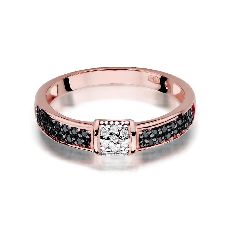 Inel Aur 14K cu Diamante Naturale Albe si Negre 0.19 ct, imaginea 9 din 11